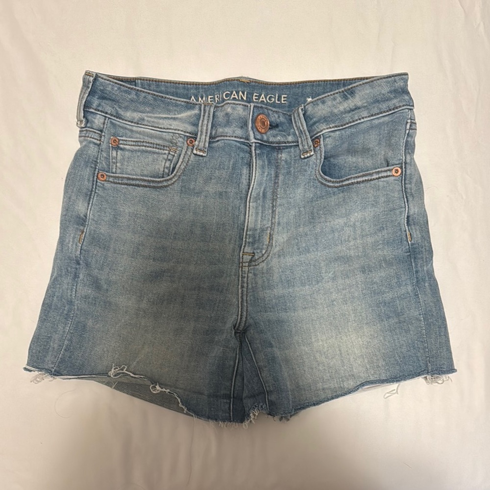 American Eagle Outfitters Blue Jean Shorts Distressed High-Waisted
